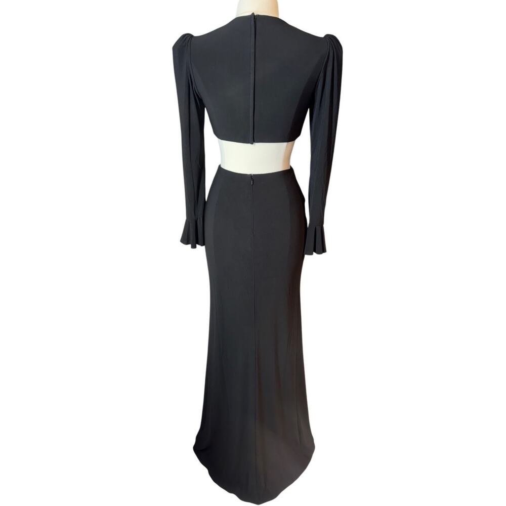 Mac Duggal Leena Cut Out Jersey Gown in Black Minimalist Elegant A-Line Dress 6 - Picture 8 of 12